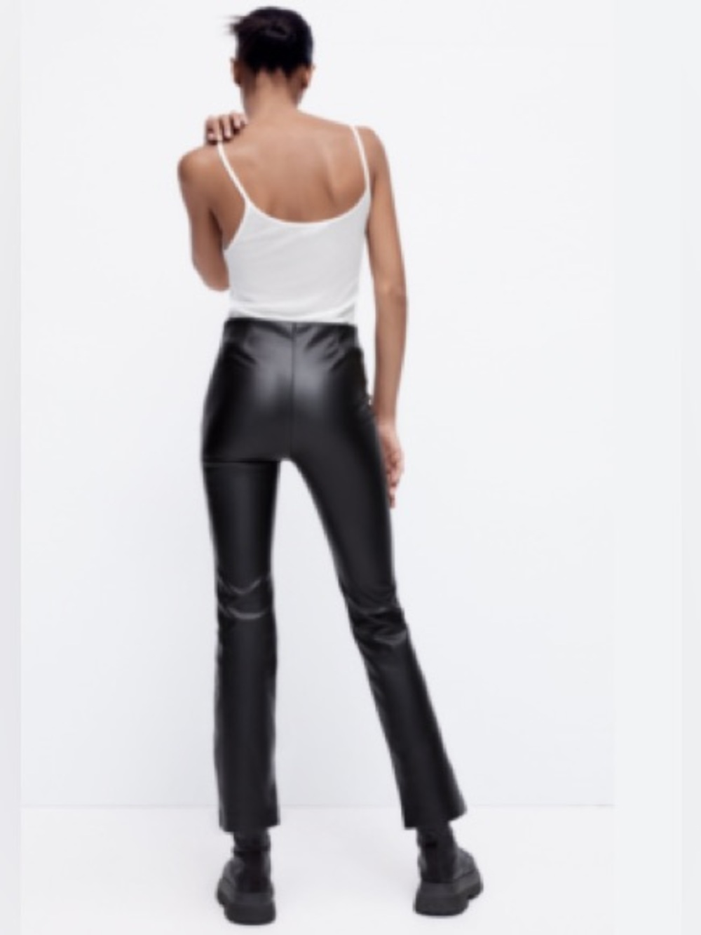 Zara High Rise Wide Leg Faux Leather Pants